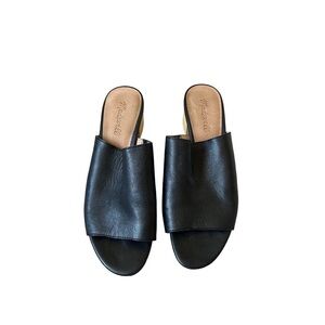 Madewell Black Leather Mules Open Toe Size 9.5